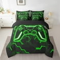 thumbnail image 2 of Manfei Modern Video Game Twin Bedding Sets 7-Piece,Game Gaming Bedding Comforter Set,Green Geometric Honeycomb Sheet Sets For Boys Girls,Super Cozy Bedroom Decoration,Reversible, 2 of 8