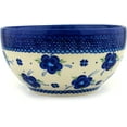 thumbnail image 3 of Polish Pottery 7½-inch Bowl (Bleu-belle Fleur Theme) Hand Painted in Boleslawiec, Poland + Certificate of Authenticity, 3 of 6