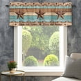 thumbnail image 4 of Western Texas Star Vintage Farmhouse Short Window Curtain Valances, Retro Farmhouse Turquoise Brown Wood Rod Pocket Kitchen Valances for Living Room Bedroom Bathroom Cafe 54" x 18", 4 of 8