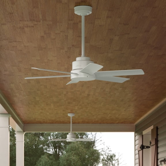 Hunter - Kennicott Indoor/Outdoor Ceiling Fan, Wall Control, 44-inch, Fresh White, Casual-style, 3-speed WhisperWind Motor, 59614, for Porches, Bathrooms