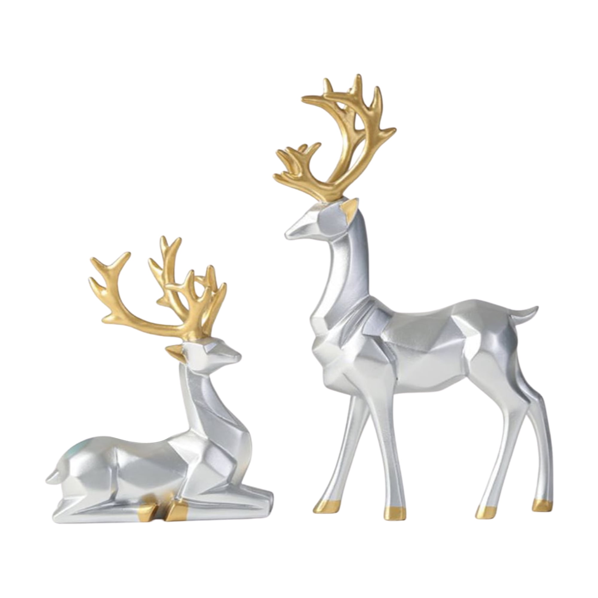 2Pcs Nordic Style Reindeer Figurines Resin Elk Sculpture Figurine