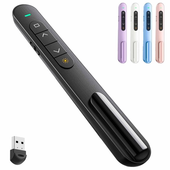 Presentation Clicker for PowerPoint, RF 2.4GHz USB Wireless Presenter Remote with Volume Control, PowerPoint Clicker Slide Advancer for Mac, Windows, Laptop, Keynote