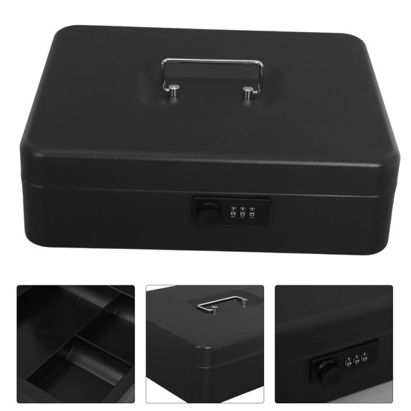 ETEREAUTY Black Metal Password Lock for Cash and Document Storage, and Portable