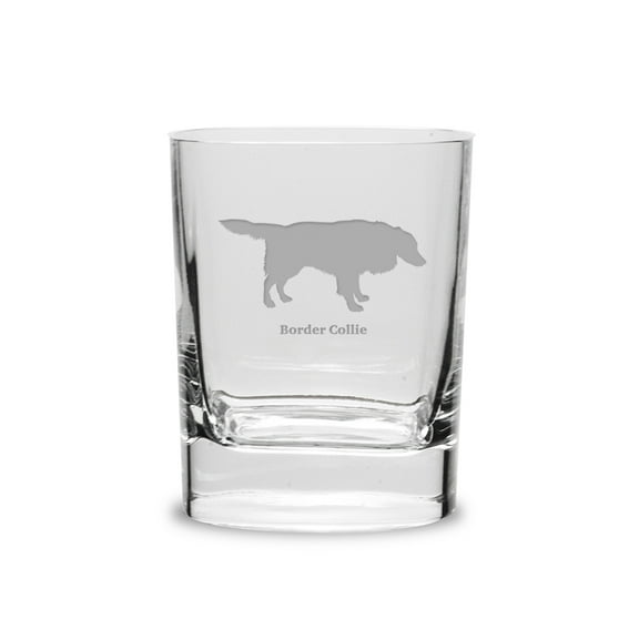Border Collie Luigi Bormioli 11.75 oz Square Round Double Old Fashion Glass