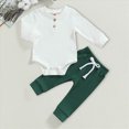 thumbnail image 2 of Xudanell Baby Boy Outfits 0 3 6 12 18 24 Months Knit Long Sleeve Solid Color Button Down Jumpsuit Romper Solid Pants Casual Fall Clothes, 2 of 4