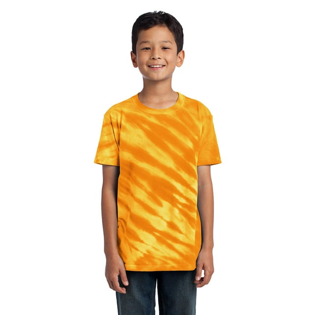 Camiseta Port & Company PC148Y Tie-Dye Rayas de Tigre para Jóvenes Oro XL