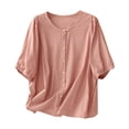 thumbnail image 3 of Tops de trabajo para mujer,Blusa informal de poliéster con mangas 3/4 y cuello redondo para mujer, ideal para uso diario y en casa, sopatenor, 3 of 9