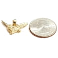 thumbnail image 3 of 14k yellow gold owl full body open wings pendant charm gift fine jewelry 2.5g, 3 of 12