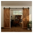 thumbnail image 4 of 4-16FT Sliding Barn Door Hardware Kit, Rail System & 2 Floor Guide J Style Roller Hanger For Double Wood Doors ,Sturdy and Durable, 4 of 6