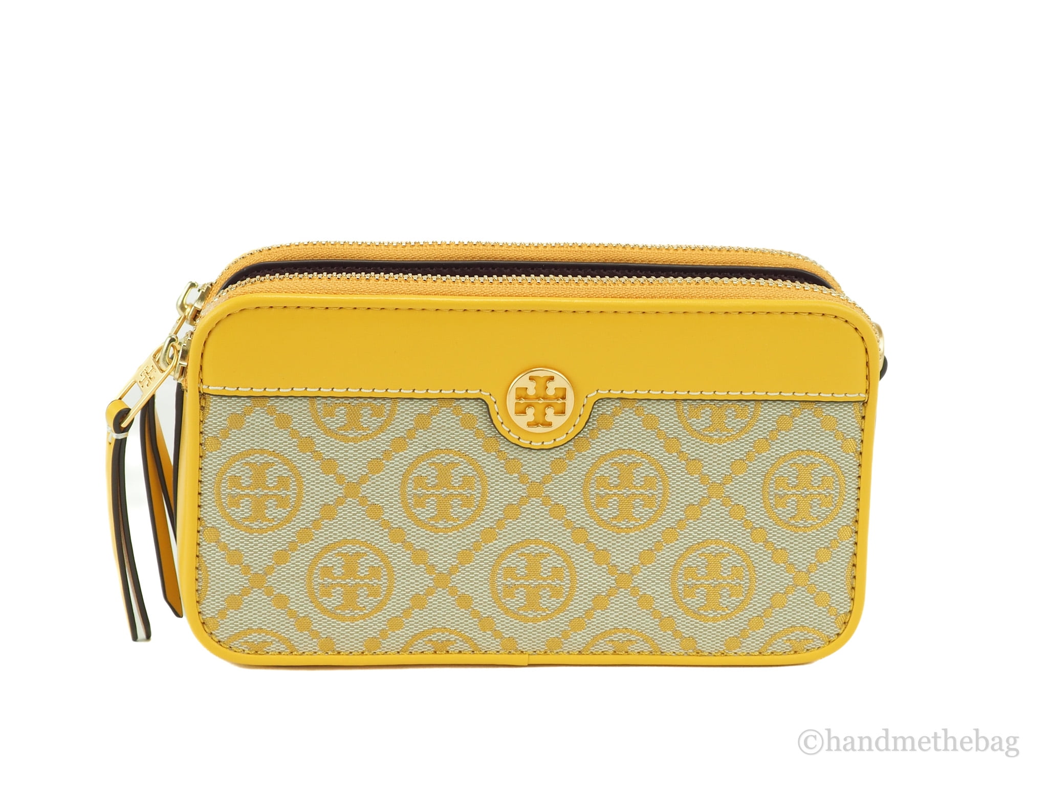 T Monogram Jacquard Double-Zip Mini Bag, Handbags