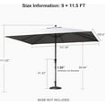 thumbnail image 6 of PURPLE LEAF 9' x 11.5' Patio Market Umbrella Outdoor Table Sun Umbrellas with Crank 8 Aluminum Sturdy Ribs for Pool Deck Backyard Beach Light Grey, 6 of 7