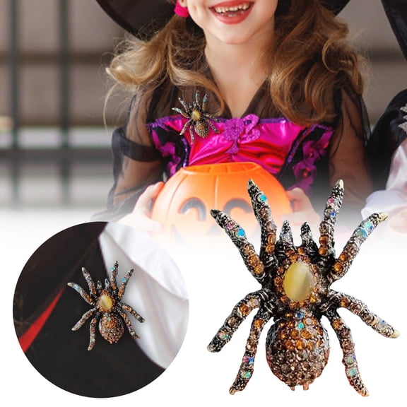 Spider Brooch for Women, Rhinestone Opal Gemstone Inlaid Halloween Brooch Pin for , Gothic Jewelry Accessories and Holiday Party Statement Gift