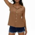 thumbnail image 2 of HomeDM Women's Button Down Tank Tops, Sleeveless Collared Tops Summer Casual Shirts - Brown/L, 2 of 8