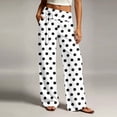 thumbnail image 5 of Lmnyox Women's Pants Polka Dots Cotton Pull On High Waist Pants Fashion Lightweight Lounge Trousers with Pockets, 5 of 6