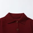 thumbnail image 6 of HILEELANG 4-13Y Girls Long Sleeve Polo Dress School Uniform Dress with Pockets Cotton Blend Pique Collared Dress Burgundy,10-11Y, 6 of 9