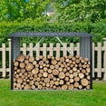 thumbnail image 2 of Garden Sheds Outdoor Steel Firewood Rack,Open Wood Shed with Sloped Roof for Firewood,Pellet,or Lumber Storage,Black,Outdoor Sheds, 2 of 9