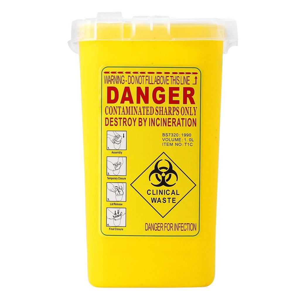 Sharp Container to Disposal Needles Sharps Disposal Containers Puncture Resistant,Waste Bin 1 Litre Biohazard Multiple-Use Needle Disposable 
