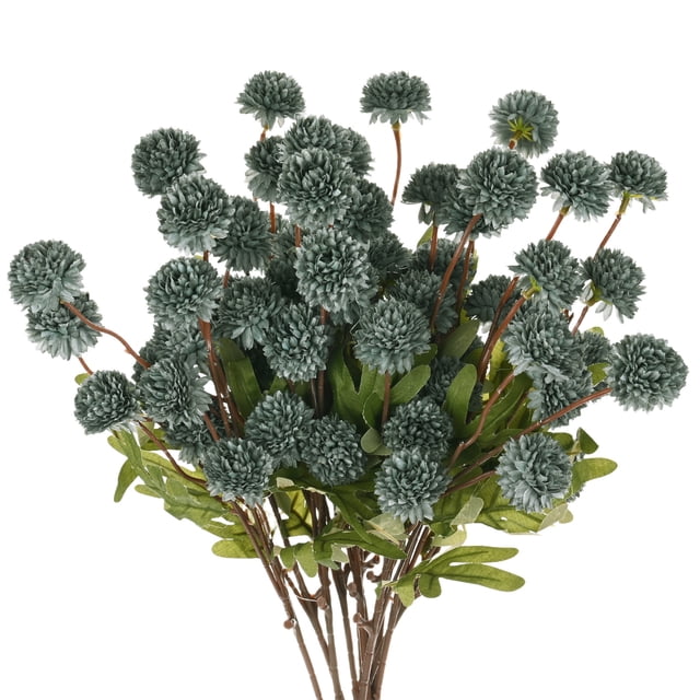 Uxcell 12 Paquete de Flores de Bola de Crisantemo Artificial 20.08 pulgadas 5 cabezas Ramos de Crisantemo de Seda Azul Oscuro