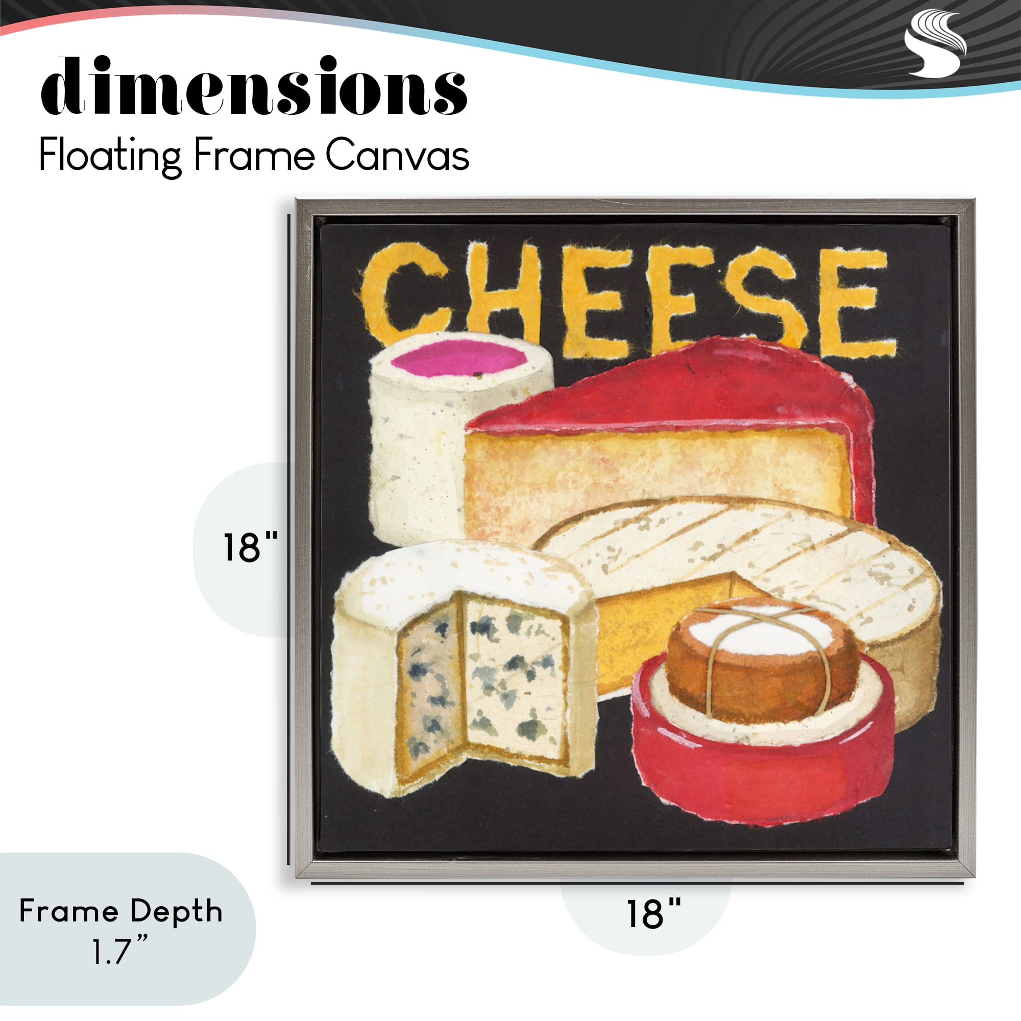 Stupell Industries Assorted Cheese Wheels Gray Framed Floater Canvas Wall Art, design by Nancy Overton