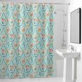 thumbnail image 2 of Teal Ocean Shell Shower Curtain, Retro Abstract Colorful Sea Star Sea Nuts Waterproof Shower Curtain Set with 12 Hooks Lightweight Bath Curtains Fabric Bathroom Decor 60x72 Inches, 2 of 9