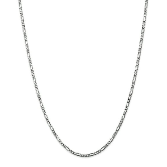 Finest Gold 14K White Gold 2.75 mm Flat 18 in. Figaro Chain