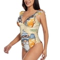 thumbnail image 3 of Yiaed Hello Summer Cute Gnome Print Women's Ruffled One Piece Swimsuit V Neck Swimwear Slimming Monokini for Woman-Medium, 3 of 8