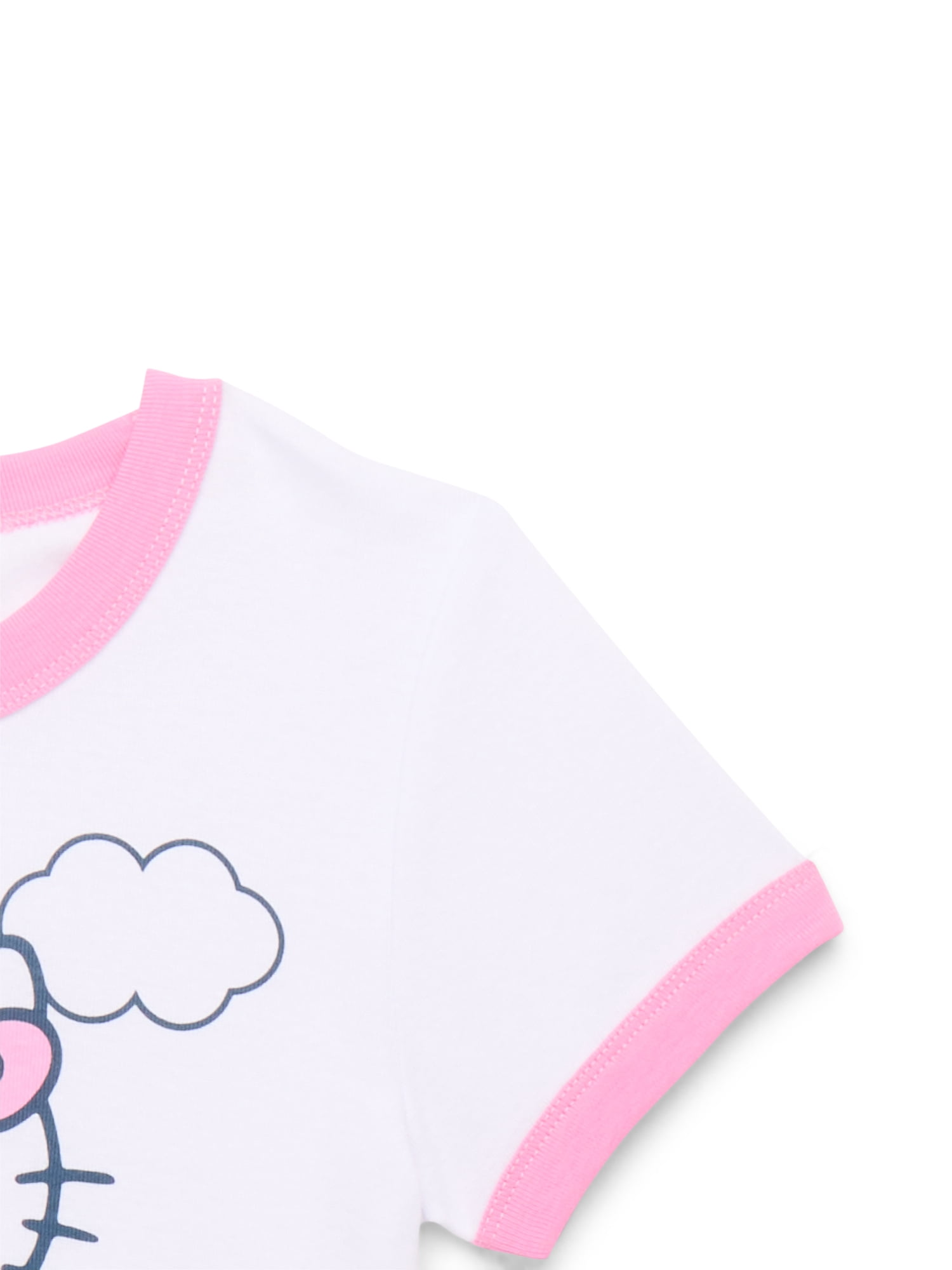 Hello Kitty Rainbow Girls' Graphic Crewneck Short Sleeve Ringer T-Shirt, Sizes 4-16