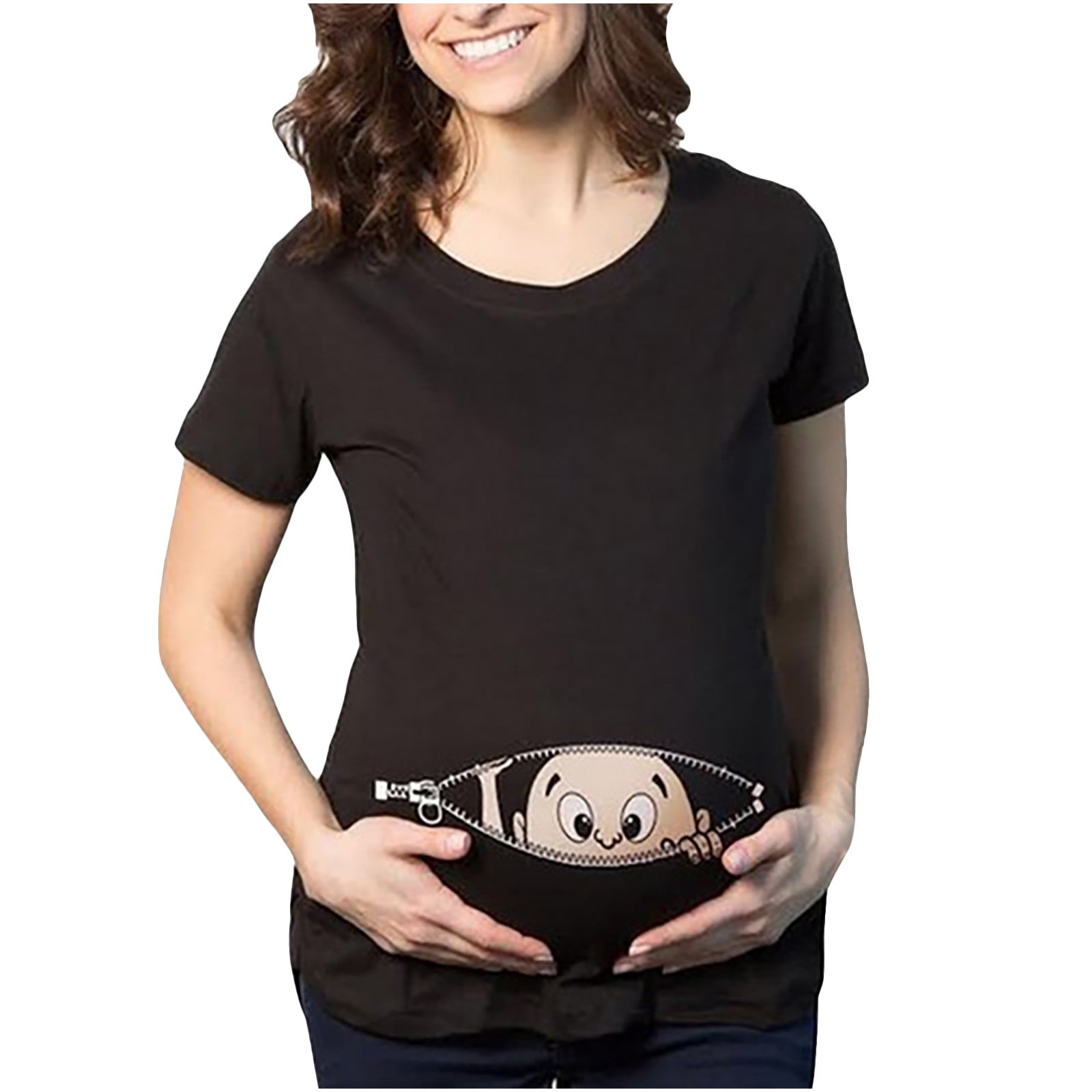 granske Ubetydelig meget gakvov Maternity Shirts For Pregnant Women Plus Size Mama Shirt Pregnancy  Announcement Shirts Funny Print Short Sleeve Cute Pregnancy Top -  Walmart.com