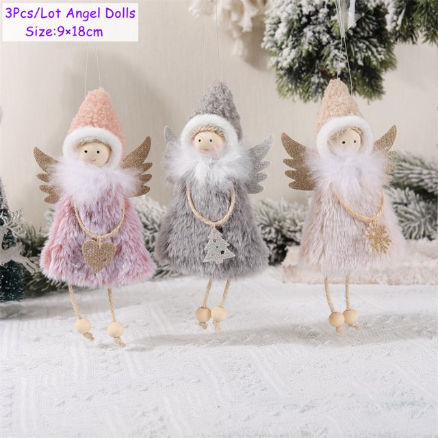 3Pcs New Year 2023 Gift Natal Noel Christmas Angel Dolls Xmas Tree Pendant Ornaments Christmas Decorations for Home Navidad 2022