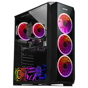 Bureau informatique de tour de jeu PC AQVIN ZForce- Intel Core 10th Gen Processeur jusqu'à 4.3GHz RX 580 8GB DDR5 | 16GB 1000GB (1TB SSD) | Windows 11 Pro | Clavier de jeu et souris WiFi