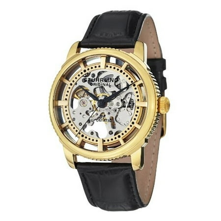 Stuhrling Original Men's 'Legacy' Automatic Stainless Steel and Leather Dress Watch, Color:Black (Model: 393.333531)