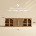 thumbnail image 2 of BELLEZE 3-Piece Modular Buffet Cabinet with Storage Freely Configurable, Classic Modern 2 Arched Glass Door Sideboards and 1 Double-Arc Wood Door Credenza For Dining Room Living Room Entryway - Camel, 2 of 7