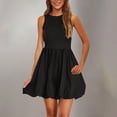 thumbnail image 3 of Dvprdro Summer Women's Fashion Mini A Line Bustier Dress Casual Solid Elegant Sleeveless Tiered Pleated Cocktail Party Beach Wedding Guest Dress Black XL, 3 of 5