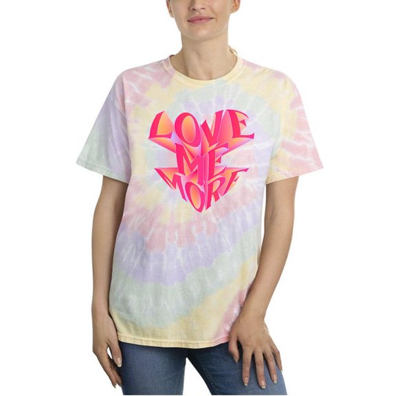 Love Me More Slogan 3d Heart Tie Dye Spiral Women -Image by Shutterstock, Female x-Large