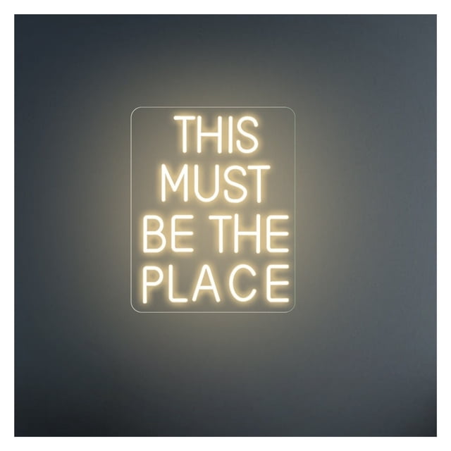 Letrero De Neón"This Must Be The Place"para Bar, Pub, Hogar, Habitación, Dormitorio, Decoración Pared, Letrero Tienda, Inauguración, 40x32cm