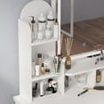 thumbnail image 6 of KULAGAGA Makeup Vanity with 5 Drawers and Shelves, Vanity Set with Mirror and Light for Bedroom, Makeup Organizer Dressing Table, White, 6 of 8