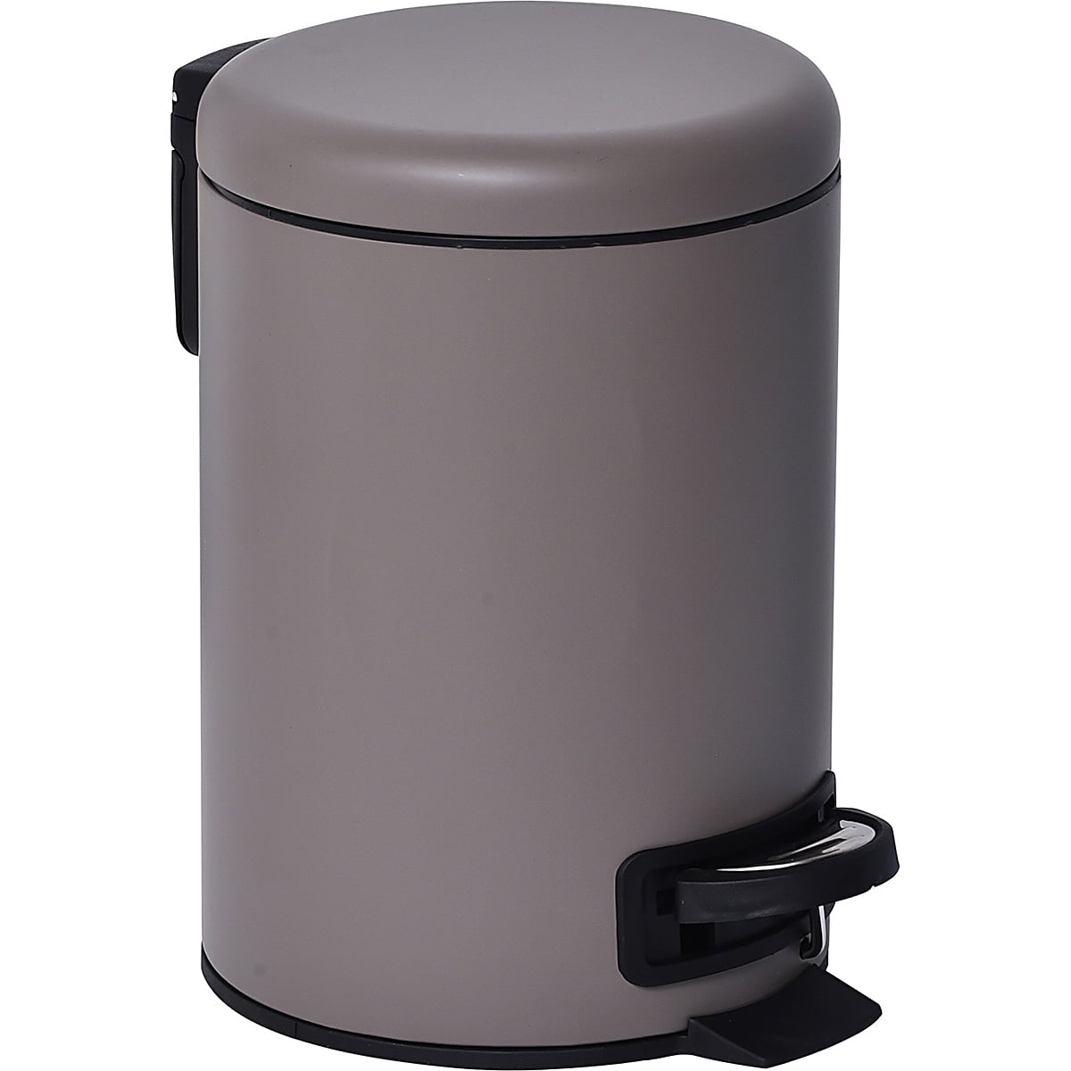 Evideco Soft Close Small Round Metal Bathroom Floor Step Trash Can Waste Bin 3-liters/0.8-gal Steel