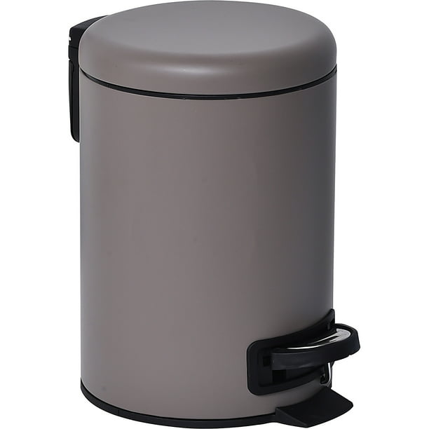Round Metal Bath Floor Step Trash Can, Small Round Trash Can With Lid