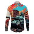 thumbnail image 3 of Camisa con estampado 3D de tanque para hombre y mujer, camisa informal de manga larga a la moda, ropa de calle con botones, ropa unisex de gran tamaño, 3 of 5