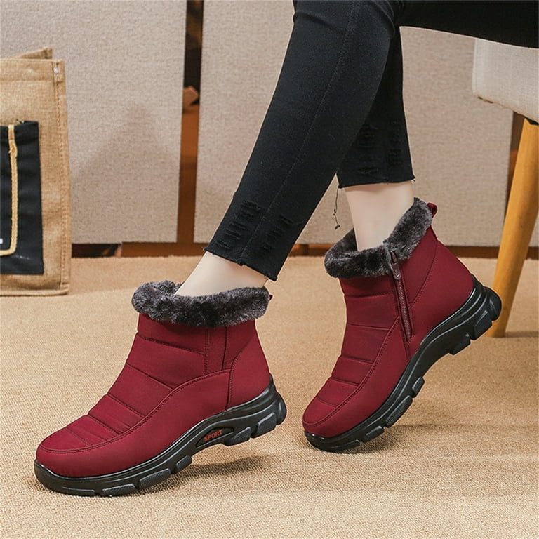 Munlar Women s Snow Boots Christmas Non Slip Cowboy Dress Shoes For Women Red Boots For Women Knee High Waterproof Warm Womens Winter Boots Clearance