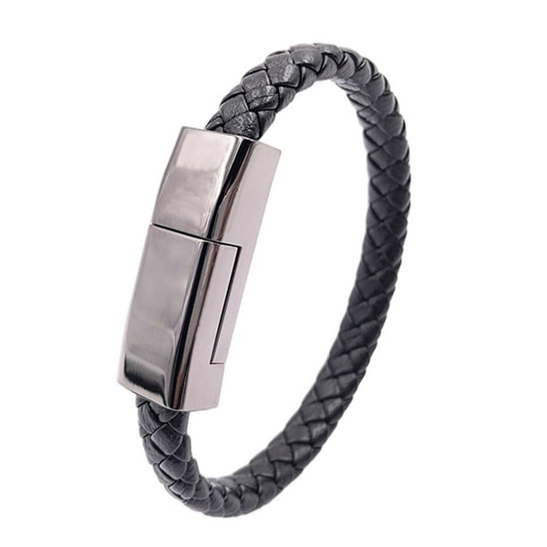 Pulsera De Cable USB Unendlich U Para Hombre | Acero Inoxidable Y Plástico | Funciona Como Cargador Y Pulsera