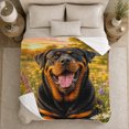 thumbnail image 5 of Joyful Rottweiler Sunlit Meadow, Festive Pet Portrait Pattern, Warm Flannel Blanket for Living Room and Bedroom, Dog Lovers Christmas Gift, Pet Lover Home Decor, 5 of 9