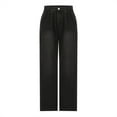 thumbnail image 6 of LLYwey High Waisted Wide Leg Pants For Women Fashion Women Button Casual Loose Solid Trousers Pockets Zipper Long Pants Track Pants Female Long Pant Style H1172 Black L, 6 of 8