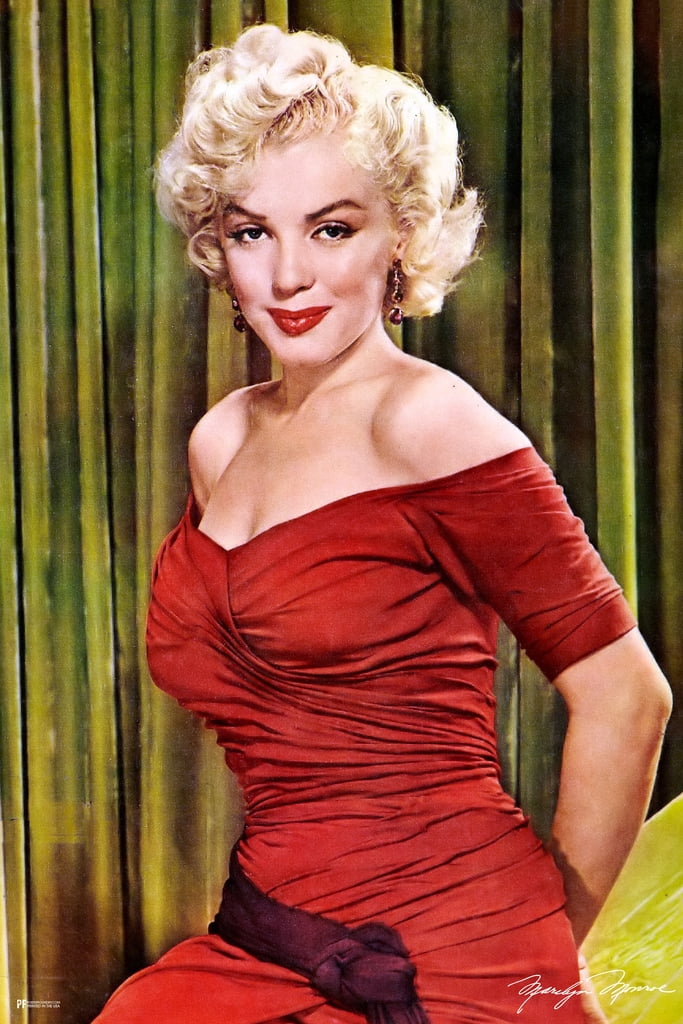 Marilyn Monroe Poster Red Dress Sexy Color Picture Image Retro Vintage Classic Hollywood Movie Star Marilyn Monroe Decor Bedroom Wall Art Cool Wall Decor Art Print Poster 12x18