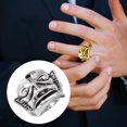 thumbnail image 3 of Anillos De Plata Esterlina Anillo Abierto Retro Cubierta De La Cara Anillo De Estilo Anillo Ajustable Para Hombres Dama Moda Advancent AP007233-01, 3 of 6