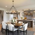 thumbnail image 5 of Magic Home 16-Light Big Wagon Wheel Chandelier,Modern Farmhouse Large Light Fixtures Large Round Chandelier,Round Kitchen Island Light,black frame + black lamp head, 5 of 10