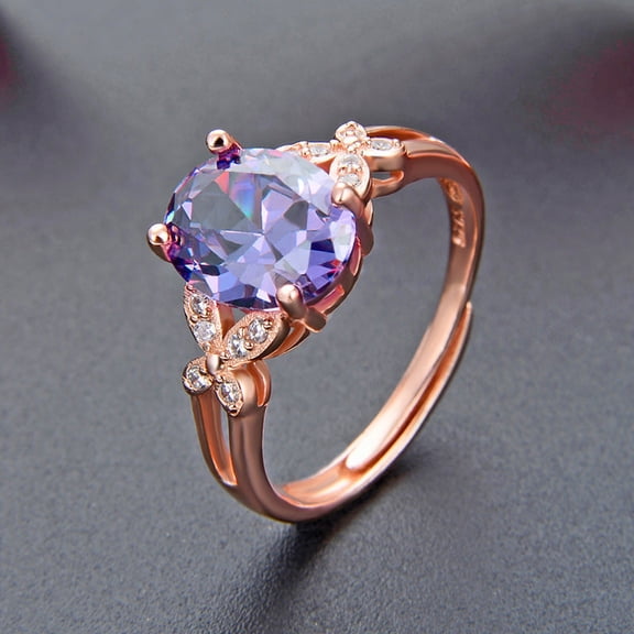 Adjustable Diamond Ring: Sterling Silver with Sparkling Synthetic Crystal, 2g Lightweight Design for Everyday Wear