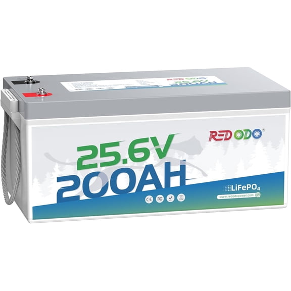 Redodo 24V 200Ah LiFePO4 Lithium Battery, Built in 200A BMS, Max. 5120Wh Energy, up to 15000 Deep Cycle Lithium Battery, Perfect for Solar Home System, RV, Off Grid, Marine