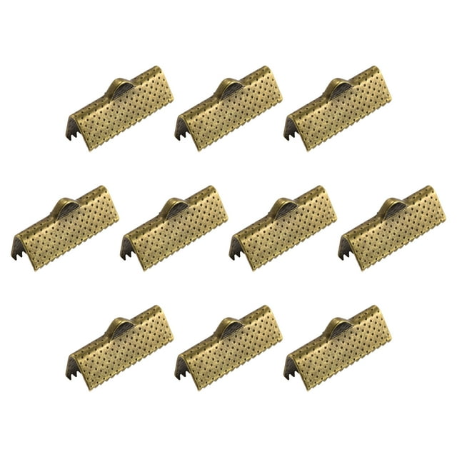 100uds Cinta Engarce Abrazadera Extremos, 16mm Marcador Pellizco Cable Extremo Cierres para Bricolaje Artesanía Fabricación, Bronce Tono