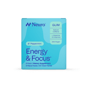 Neuro Energy & Focus Peppermint Gum 6 Pack - 40mg Natural Caffeine Gum & Nootropic Energy Supplement with L-Theanine & B Vitamins - Sugar Free, Vegan (54ct)